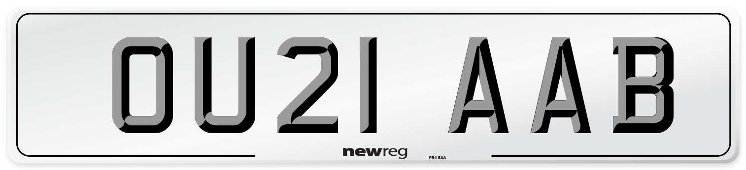 OU21 AAB Number Plate from New Reg